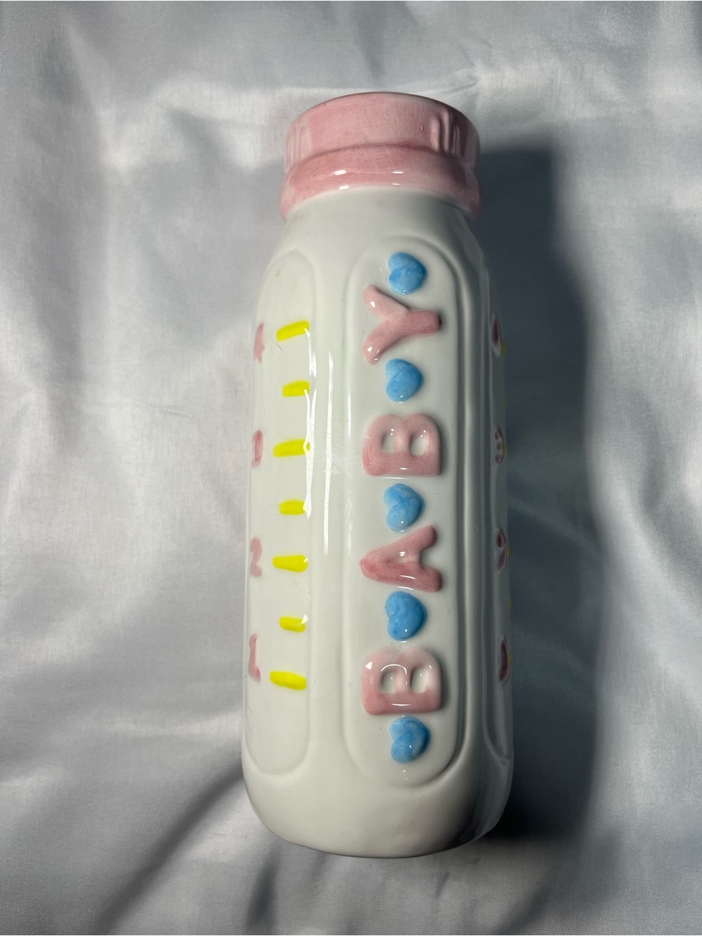 Vintage Napco Baby Bottle Vase Pink Ceramic Nursery Baby Shower Decor
